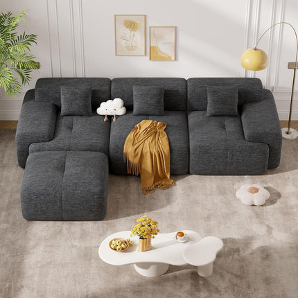 122" Modern Chenille L Shaped Modular Sectional Sofa Cloud Couch