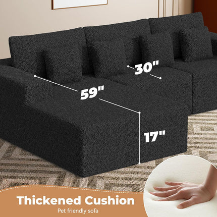 Modular Upholstered Sectional Cloud Couches with L Shaped Chaise