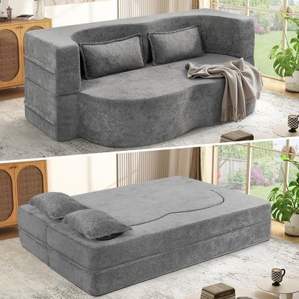 78" 2 in 1 Velvet Convertible Folding Sleeper Sofa