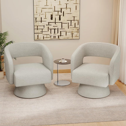 Modern Teddy Barrel Chairs Swivel Accent Chair Set of 2