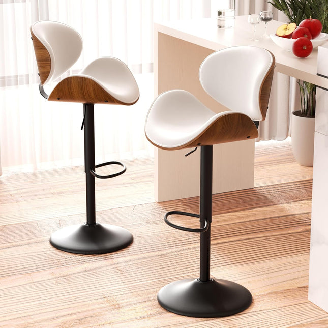 Swivel Bar Stools with Back & Footrest Set of 4