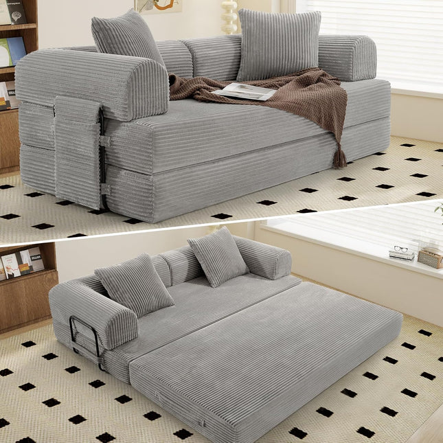 Convertible Coarser Corduroy Sleeper Sofa  Folding Mattress Couch