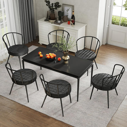 Dining Chairs with Soft Seat Metal Legs Set of 6