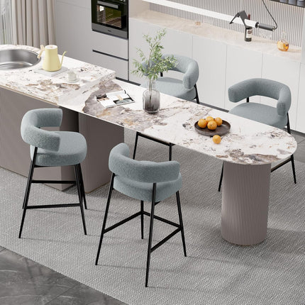 Velvet Upholstered Modern Counter Height Bar Stools Set of 2