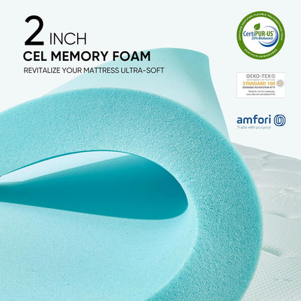 Full-Size Memory Foam Mattress Topper 4" Dual-Layer