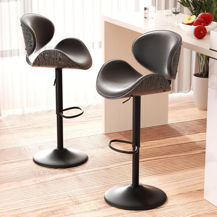 Swivel Bar Stools with Back & Footrest Set of 4