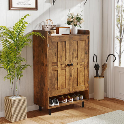 Farmhouse Shoe Cabinet with Adjustable Shelves Entrance Shoe Rack