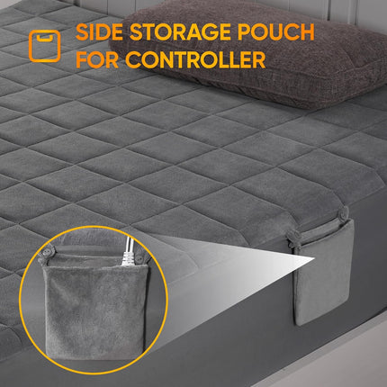 Full-Size Electric Heated Mattress Pad Coral Fleece 10 Heat Settings