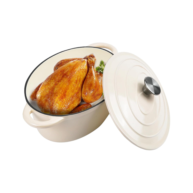 Oval Cast Iron Dutch Oven Pot 4.5 Quart Enameled Pot