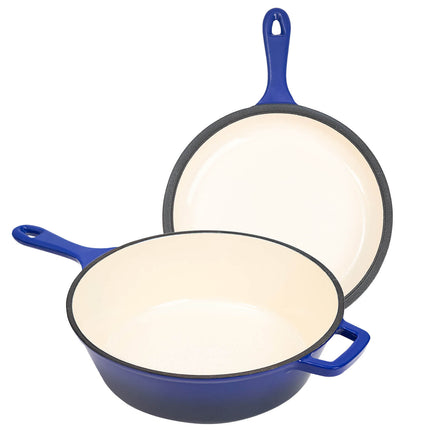 Enameled Cast Iron Skillets and Dutch Oven 2-in-1 Cooking Set