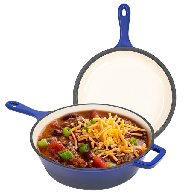 Enameled Cast Iron Skillets and Dutch Oven 2-in-1 Cooking Set