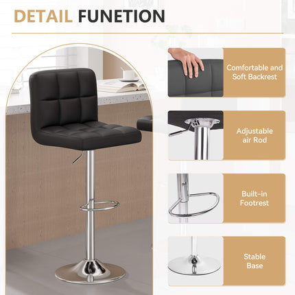 Modern PU Leather Adjustable Bar Stools Set of 4