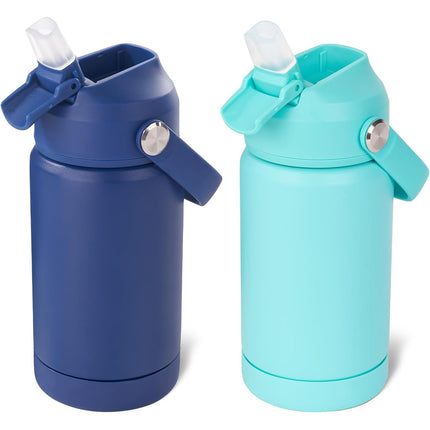 Stainless Steel Kids Insulated Bottles 2-Pack, Leak-Proof with Straw
