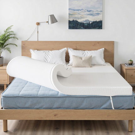 Full-Size 3" Gel Memory Foam Topper Bamboo Cover Removable & Washable