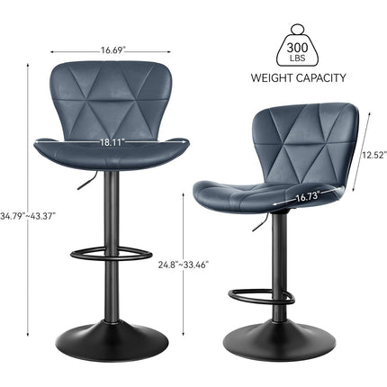 Adjustable Swivel Bar Stools Faux Leather Counter Height Set of 4
