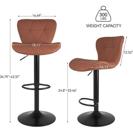 Adjustable Swivel Bar Stools Faux Leather Counter Height Set of 4