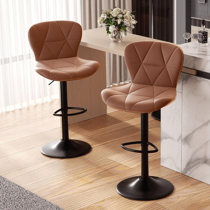 Adjustable Swivel Bar Stools Faux Leather Counter Height Set of 4