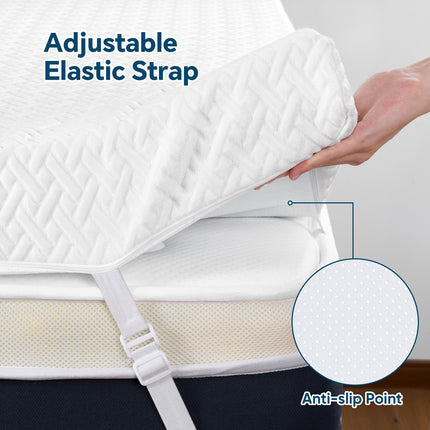 Full-Size 3" Gel Memory Foam Topper Bamboo Cover Removable & Washable