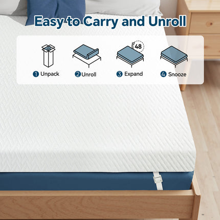 Full-Size 3" Gel Memory Foam Topper Bamboo Cover Removable & Washable