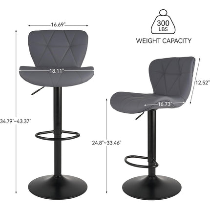 Adjustable Swivel Bar Stools Faux Leather Counter Height Set of 4
