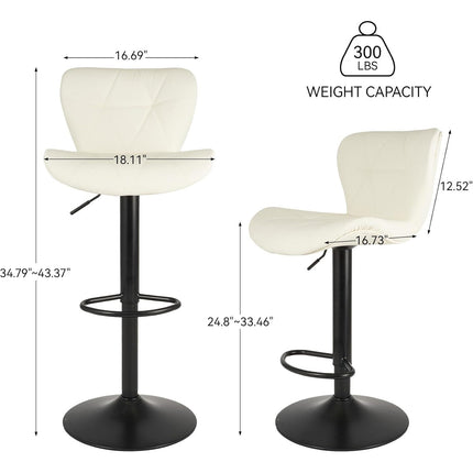 Adjustable Swivel Bar Stools Faux Leather Counter Height Set of 4