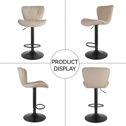 Adjustable Swivel Bar Stools Faux Leather Counter Height Set of 4