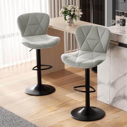 Adjustable Swivel Bar Stools Faux Leather Counter Height Set of 4