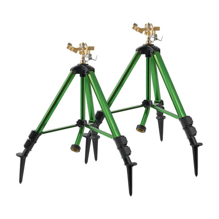 Heavy-Duty Brass Tripod Sprinkler – 360° Irrigation Flip Lock Legs