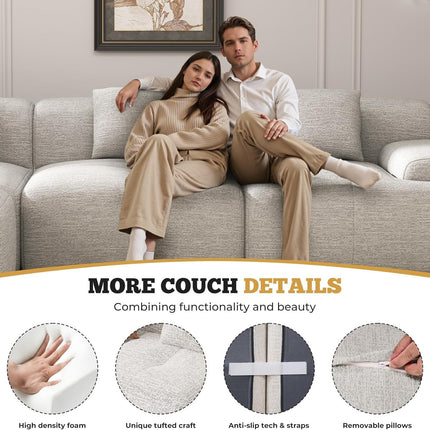 122" Modern Chenille L Shaped Modular Sectional Sofa Cloud Couch