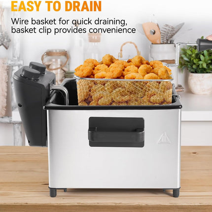 5L Deep Fryer with Basket Time & Temperature Control