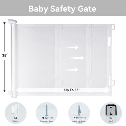 Adjustable 0-180cm Safety Gate for Stairs Doors Pets & Kids