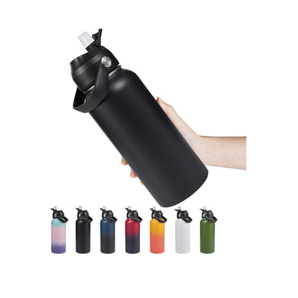 18oz Stainless Steel Insulated Bottle – Wide Mouth Leak-Proof with Straw