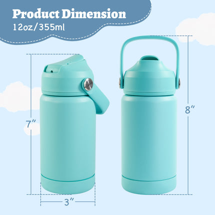 Stainless Steel Kids Insulated Bottles 2-Pack, Leak-Proof with Straw