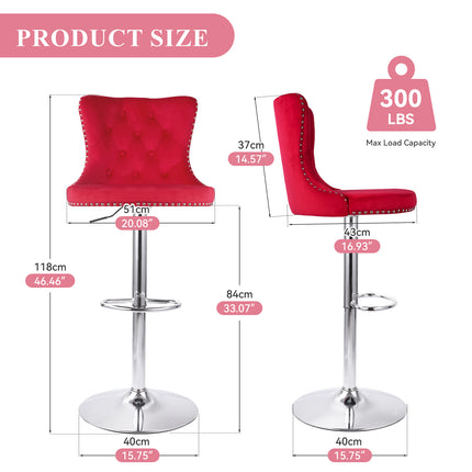Velvet Swivel Bar Stools Set of 2