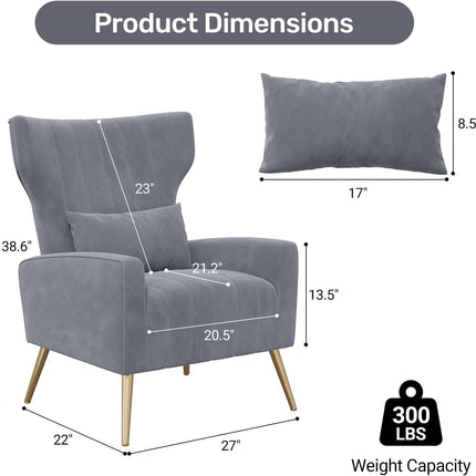 Upholstered Sofa Chair with Lumbar Pillow