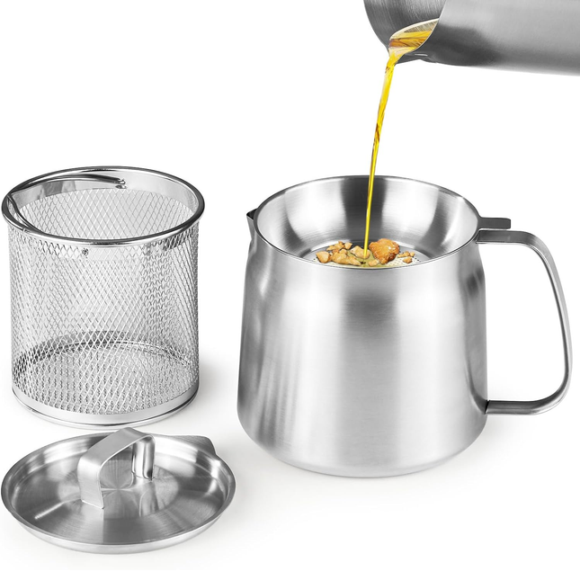 68oz 304 Stainless Steel Oil Container Cooking Oil Filter Pot