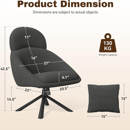 Modern Swivel Oversized Upholstered Corduroy Lounge Chair