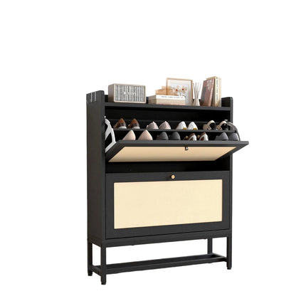 Slim Entryway Shoe Storage Cabinet Modern Freestanding Shoes Organizer
