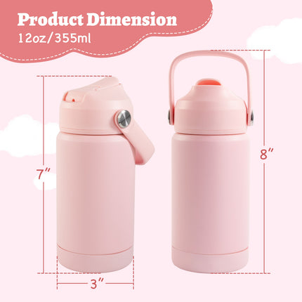 Stainless Steel Kids Insulated Bottles 2-Pack, Leak-Proof with Straw