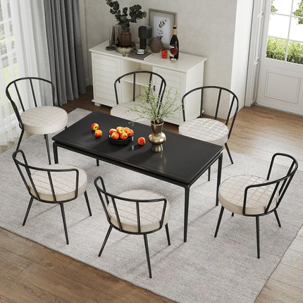 Dining Chairs with Soft Seat Metal Legs Set of 6