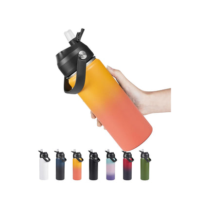 18oz Stainless Steel Insulated Bottle – Wide Mouth Leak-Proof with Straw
