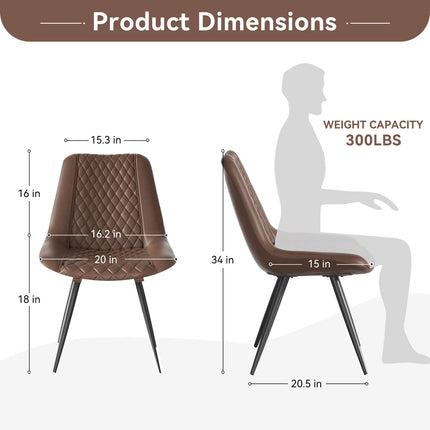 Armless PU Leather Dining Chairs Set of 2