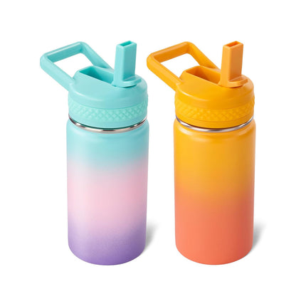 12oz Insulated Kids Water Bottle Stainless Steel Straw Lid BPA-Free