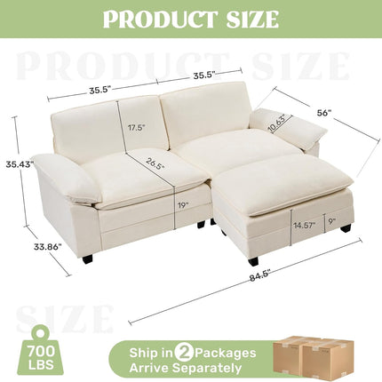 118" Modular Comfy Cloud Sectional Sofa
