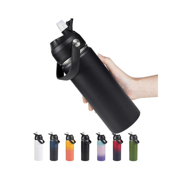 18oz Stainless Steel Insulated Bottle – Wide Mouth Leak-Proof with Straw