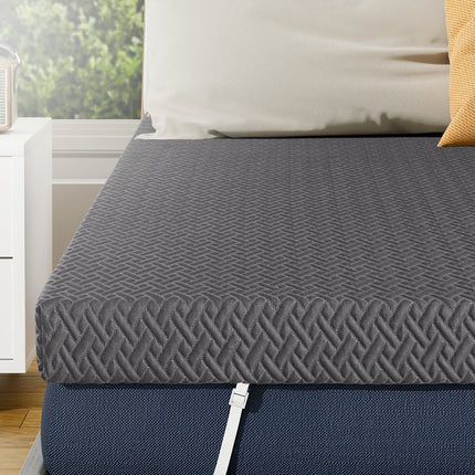 Full-Size 3" Gel Memory Foam Topper Bamboo Cover Removable & Washable