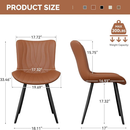 Dining Chair PU Leather with Metal Legs Set of 6