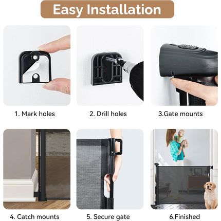 Adjustable 0-180cm Safety Gate for Stairs Doors Pets & Kids
