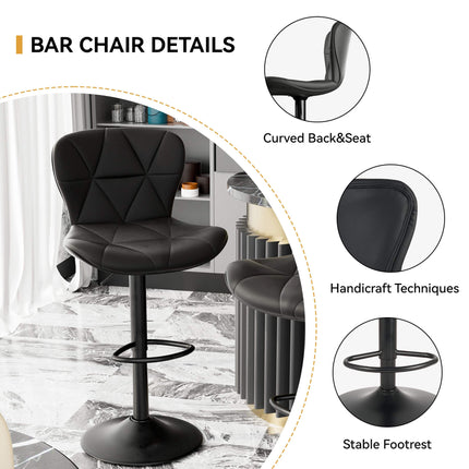 Adjustable Swivel Bar Stools Faux Leather Counter Height Set of 4