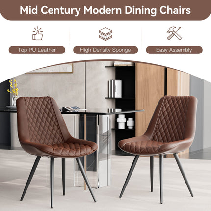 Armless PU Leather Dining Chairs Set of 2